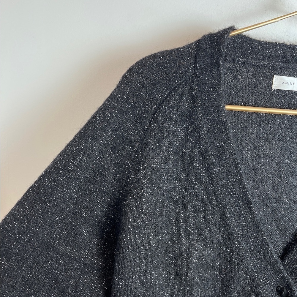 ANINE BING Mason Cardigan black mohair sparkle M - Picture 11 of 14